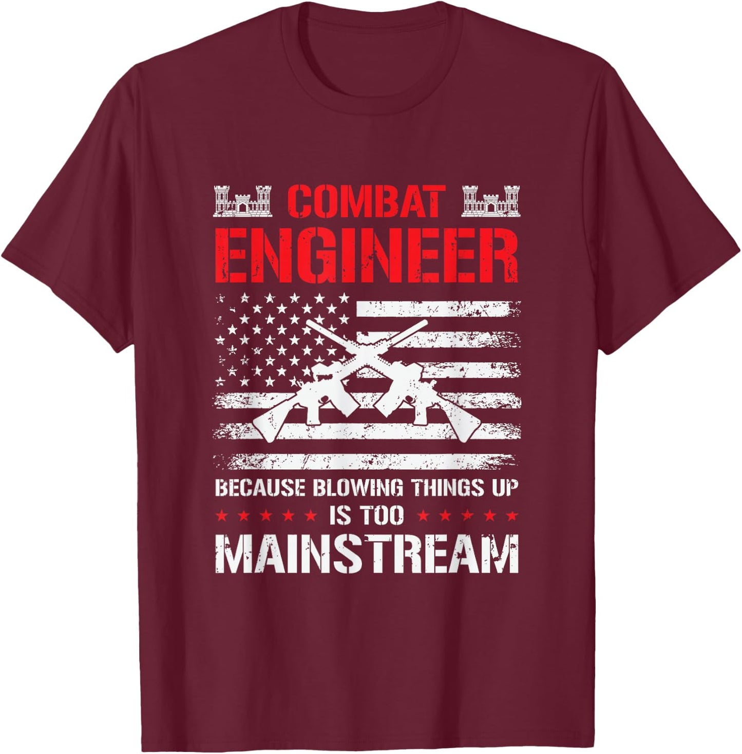 Combat Engineer Engineering Army U.S. Military Army Combat T-Shirt - T-Shirt | Maroon