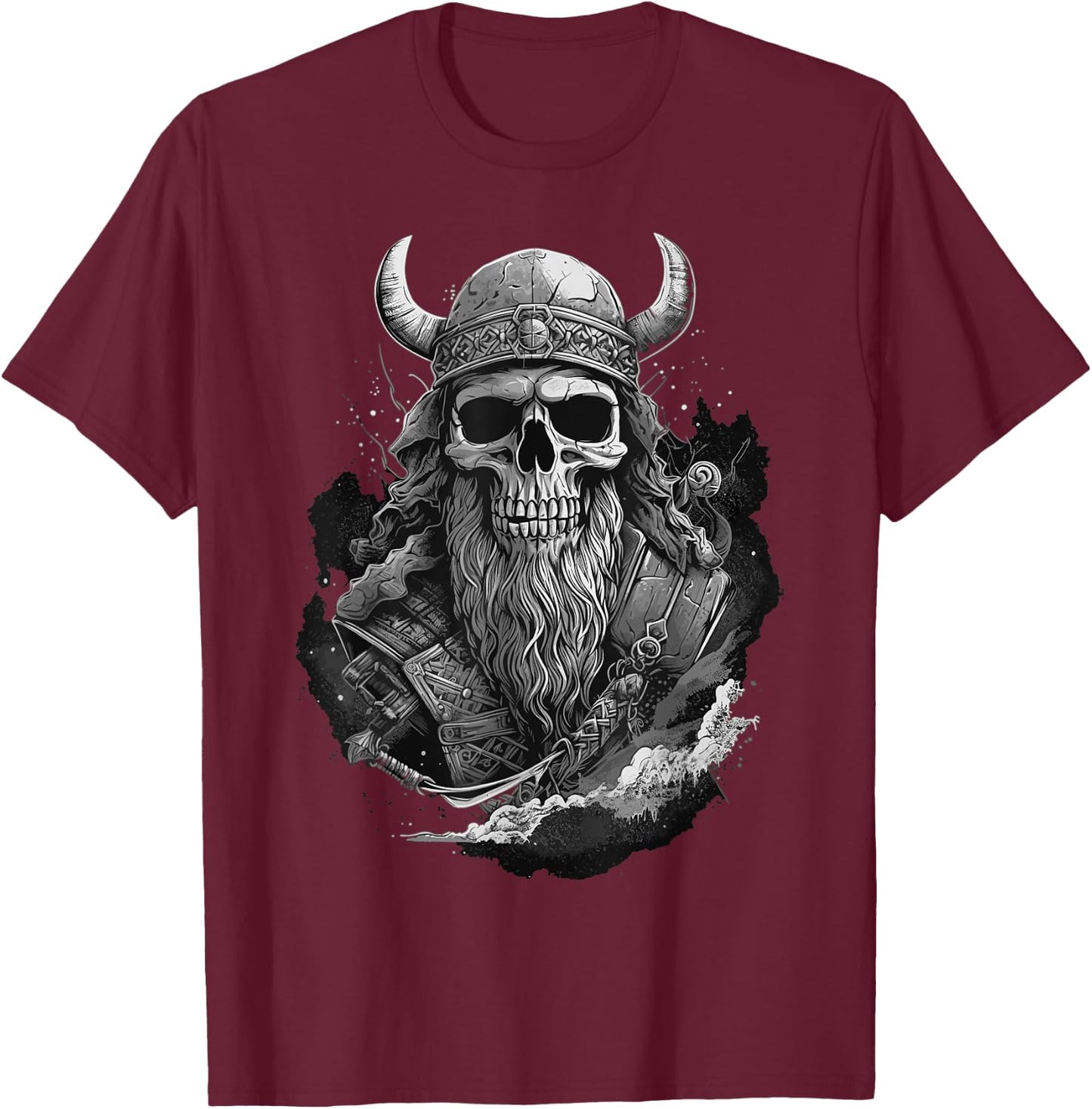 Viking Skull Odin Valhalla Celtic Knot Gym Graphic T-Shirt - T-Shirt | Maroon