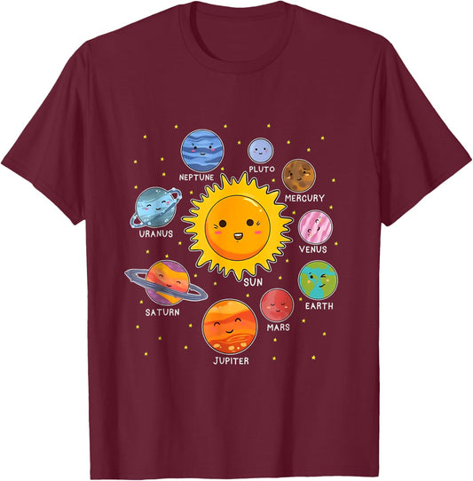 Solar ystem shirt for girls, solar system shirt T-Shirt - T-Shirt | Maroon