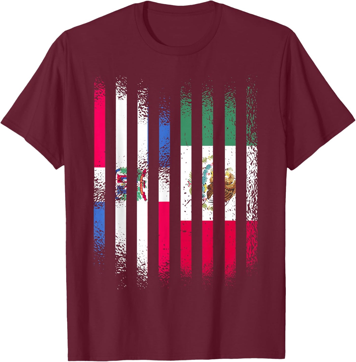 Dominican Republic Flag Mexico Grown Country Flags Stripes T-Shirt - T-Shirt | Maroon