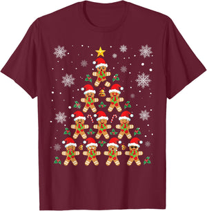 Funny Gingerbread Man Christmas Outfits Co. Funny Gingerbread Christmas Tree - -Adults, Kids - Black - Short Sleeve - - Classic Fit - Cotton, Polyester - Machine Wash T-Shirt - T-Shirt | Maroon