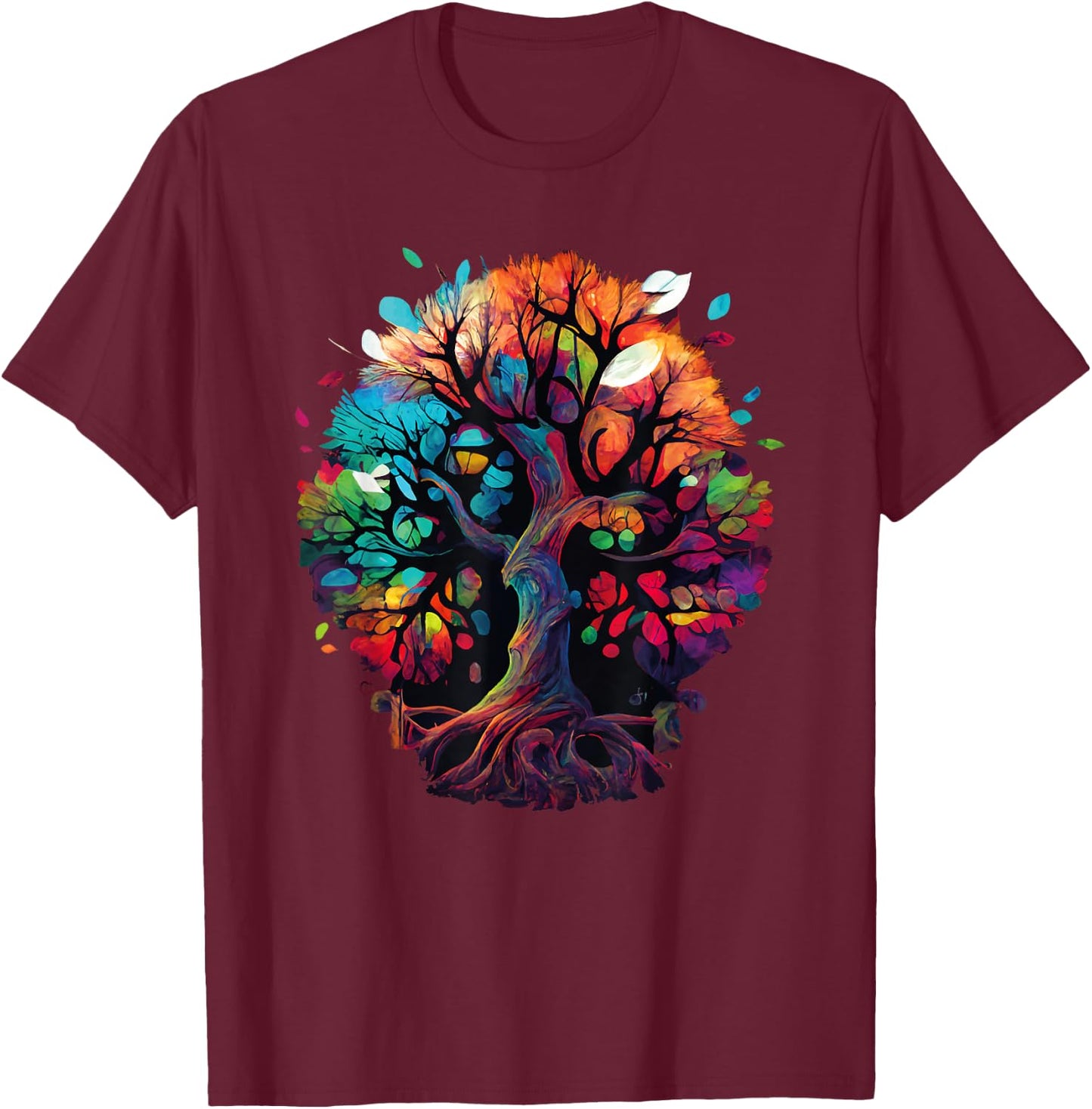 Moon Phases Tree of Life T-Shirt - T-Shirt | Maroon