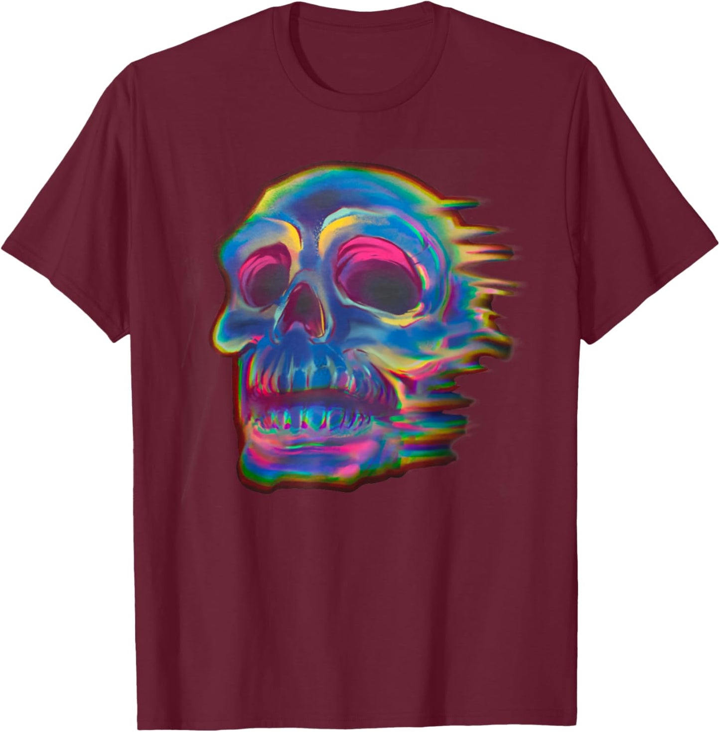 Retro Skull Trippy Vaporwave Halloween Costume Techno EDM DJ T-Shirt - T-Shirt | Maroon
