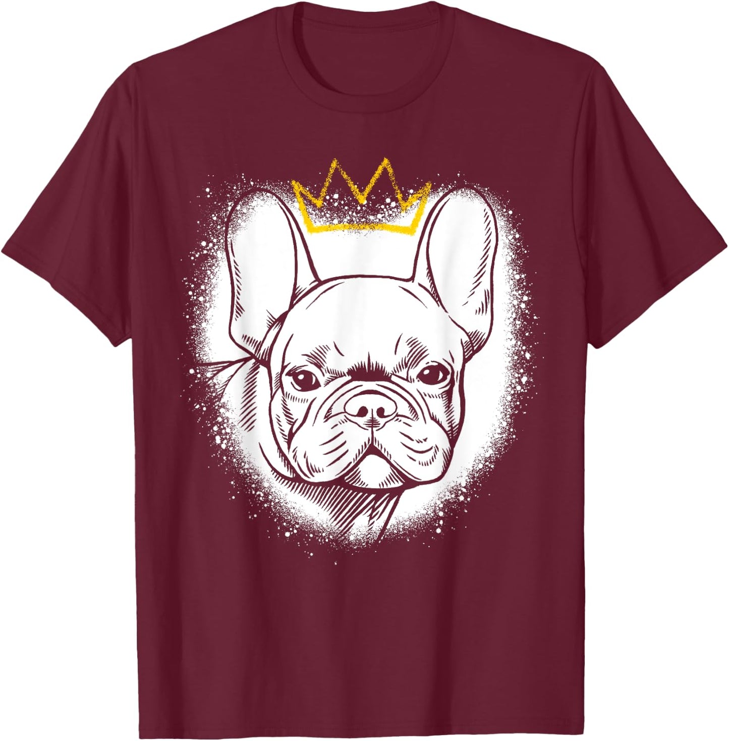French Bulldog with Crown T-Shirt - T-Shirt | Maroon