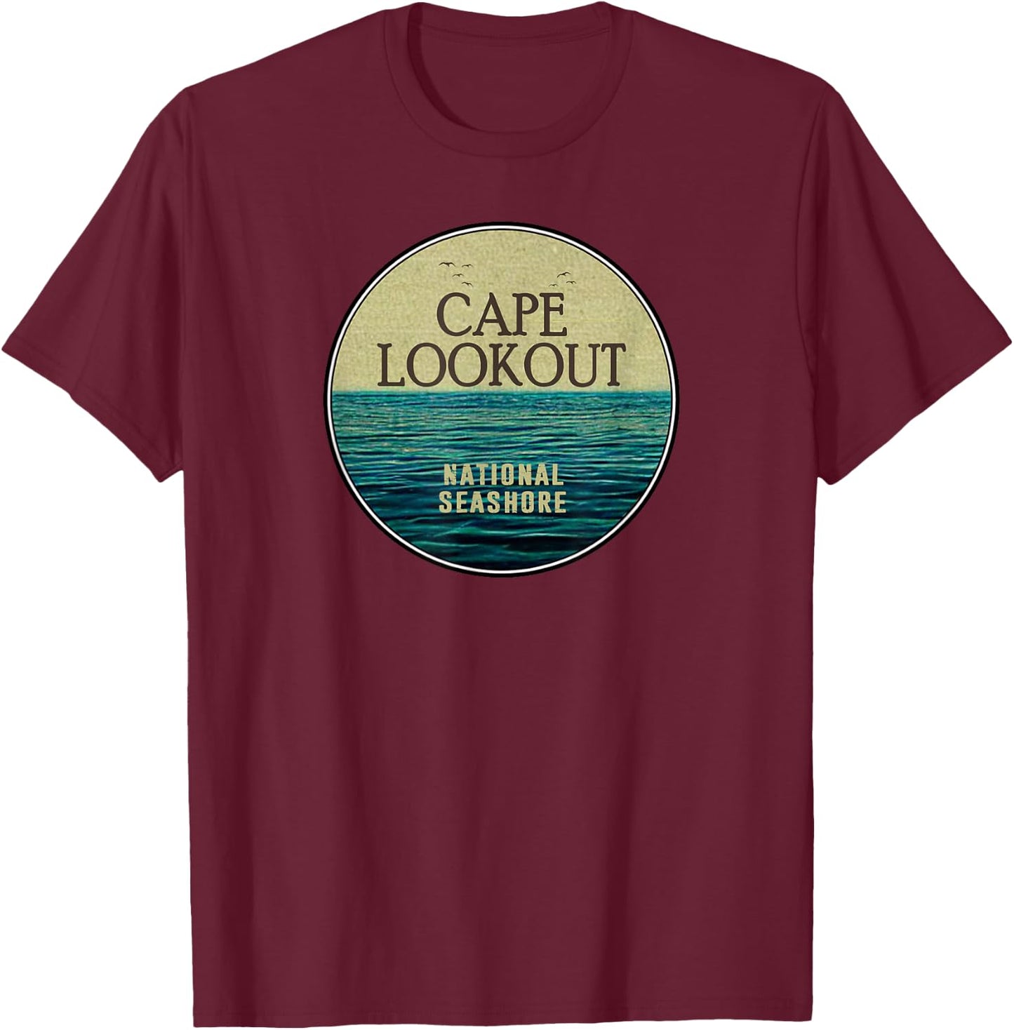 Cape Lookout National Seashore Ocean Birds T-Shirt - T-Shirt | Maroon