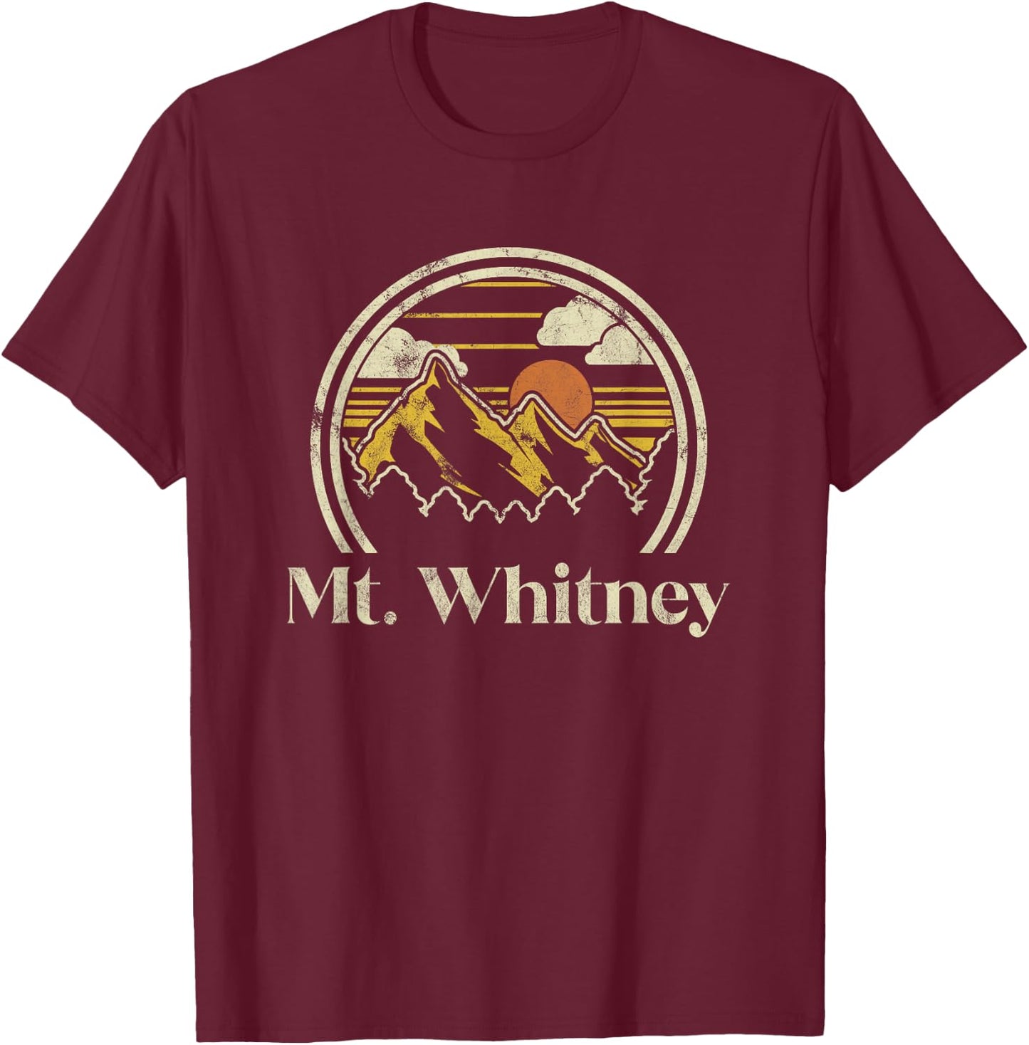 Mt. Whitney Mountains California Hiking Outdoors Vintage T-Shirt - T-Shirt | Maroon