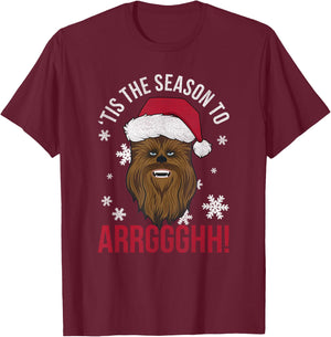 Star Wars Christmas Chewbacca 'Tis The Season To Arrghh! T-Shirt - T-Shirt | Maroon