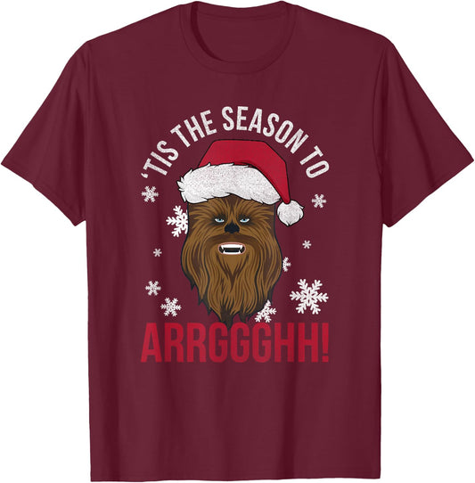 Star Wars Christmas Chewbacca 'Tis The Season To Arrghh! T-Shirt - T-Shirt | Maroon