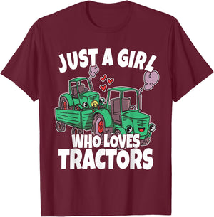 Just A Girl Who Loves Tractors Kids Girls Toddler T-Shirt - T-Shirt | Maroon