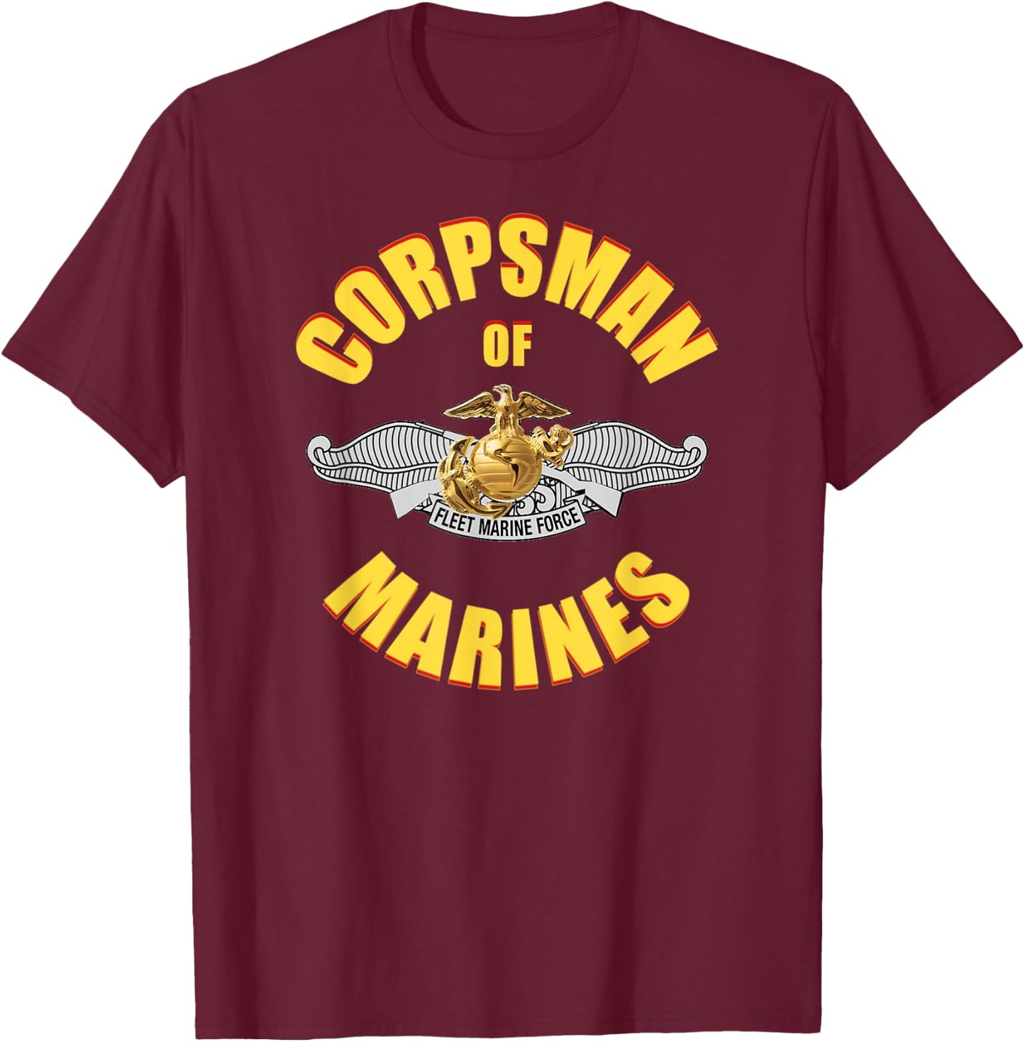 8404 Combat Corpsman: Eagle Globe Anchor Veteran T-Shirt - T-Shirt | Maroon