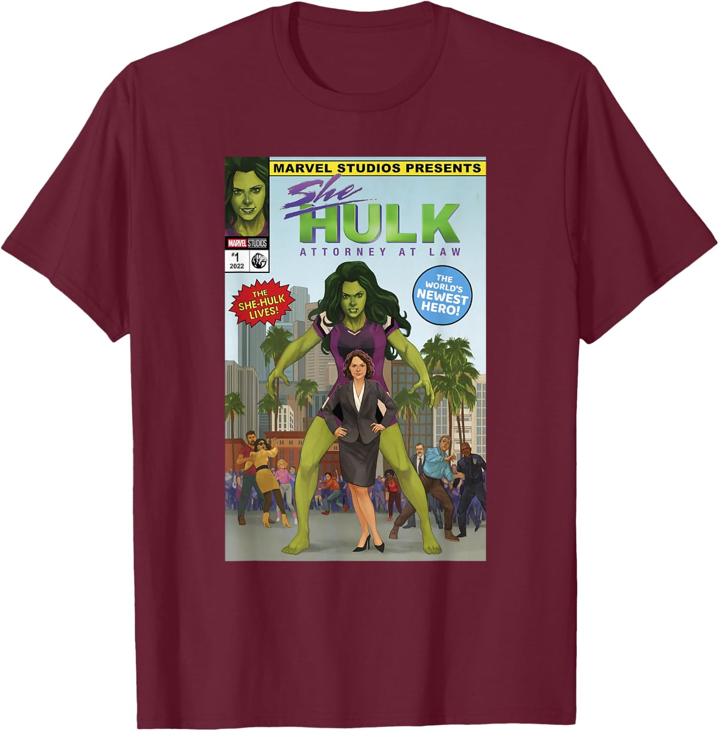 Marvel She-Hulk: Attorney at Law Comic Cover T-Shirt - T-Shirt | Maroon