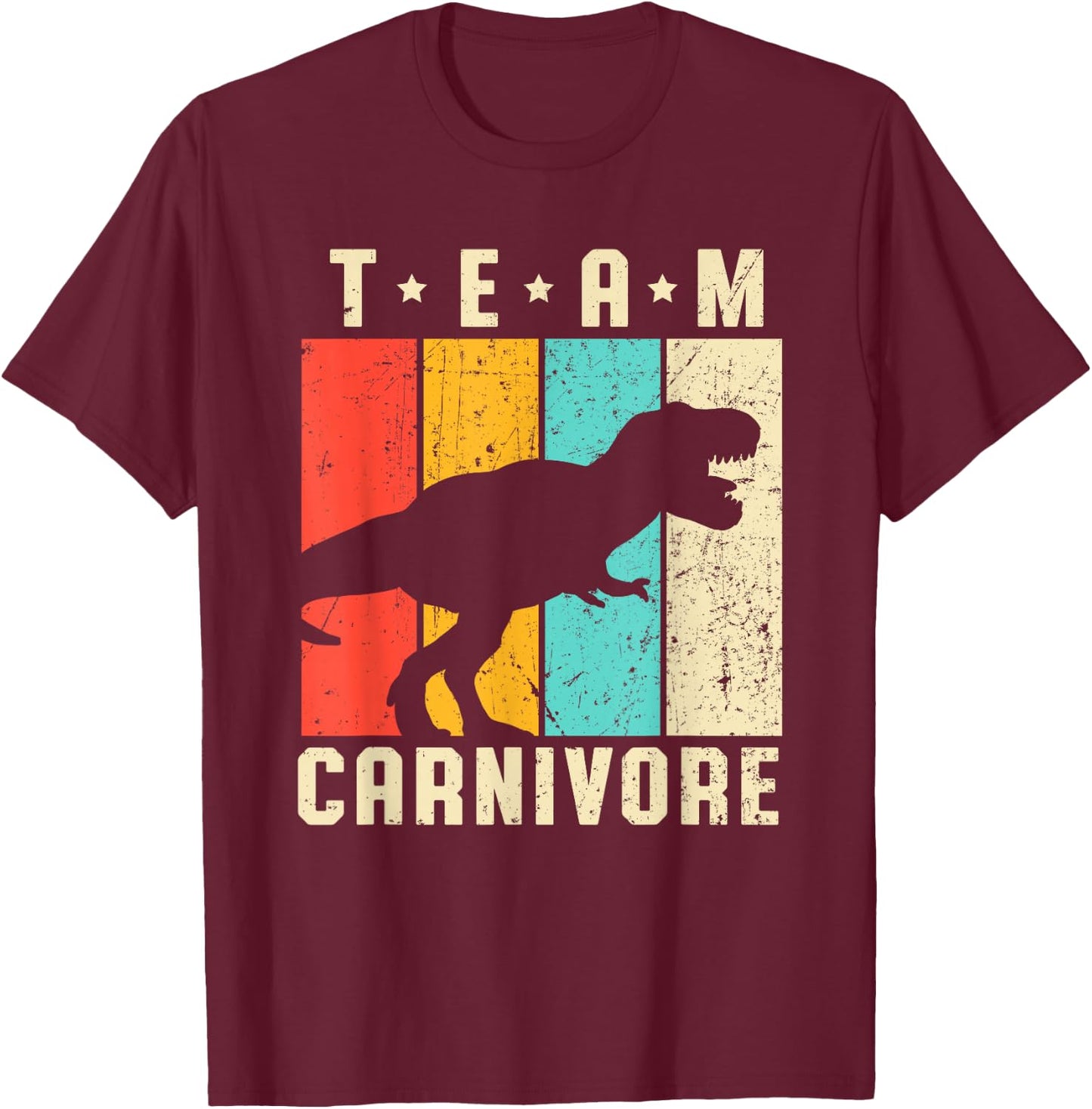 Carnivore Trex Dinosaur Vintage Keto Diet T-Shirt - T-Shirt | Maroon