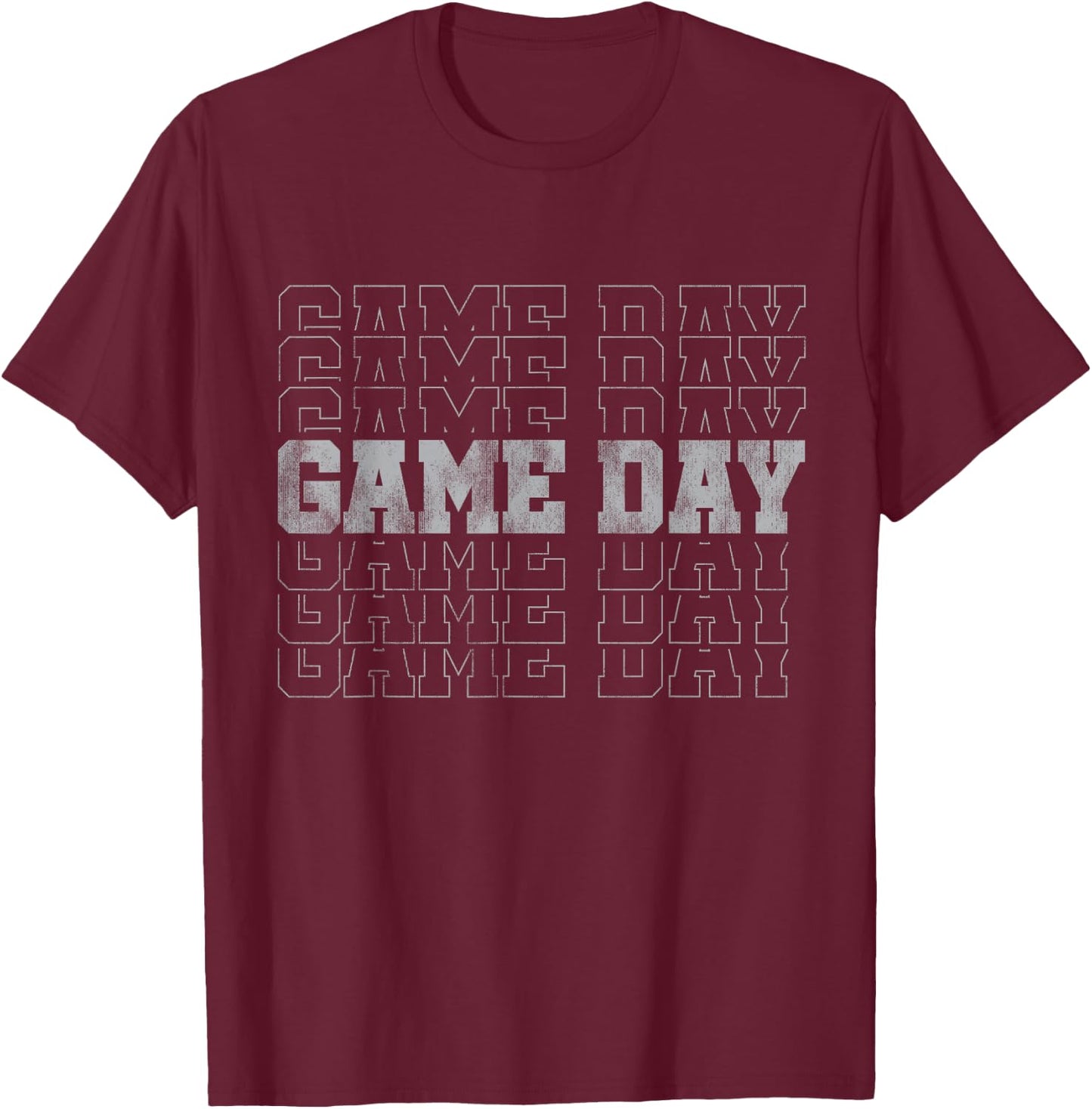 Retro Game Day Football Stacked Text Repeated Word Sports T-Shirt - T-Shirt | Maroon