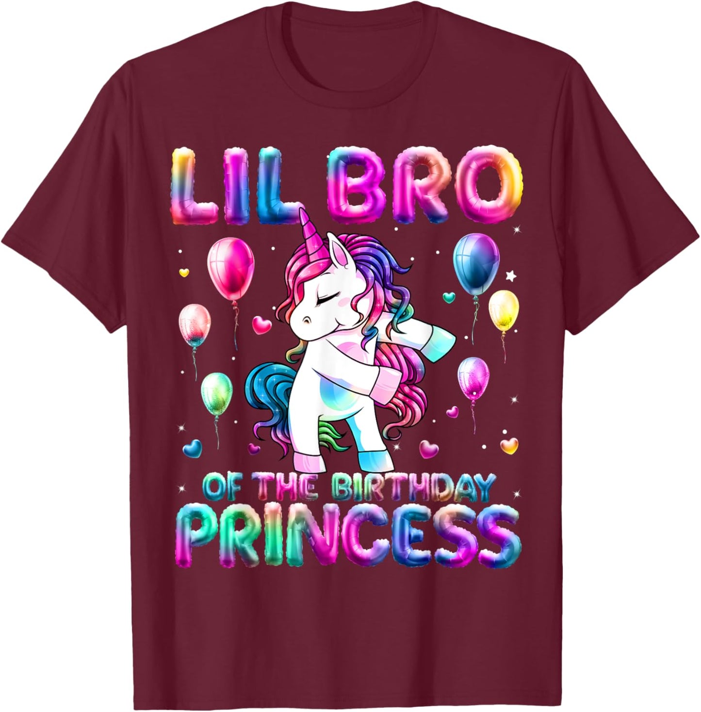 Brother of the Birthday Princess Girl Flossing Unicorn Bro T-Shirt - T-Shirt | Maroon