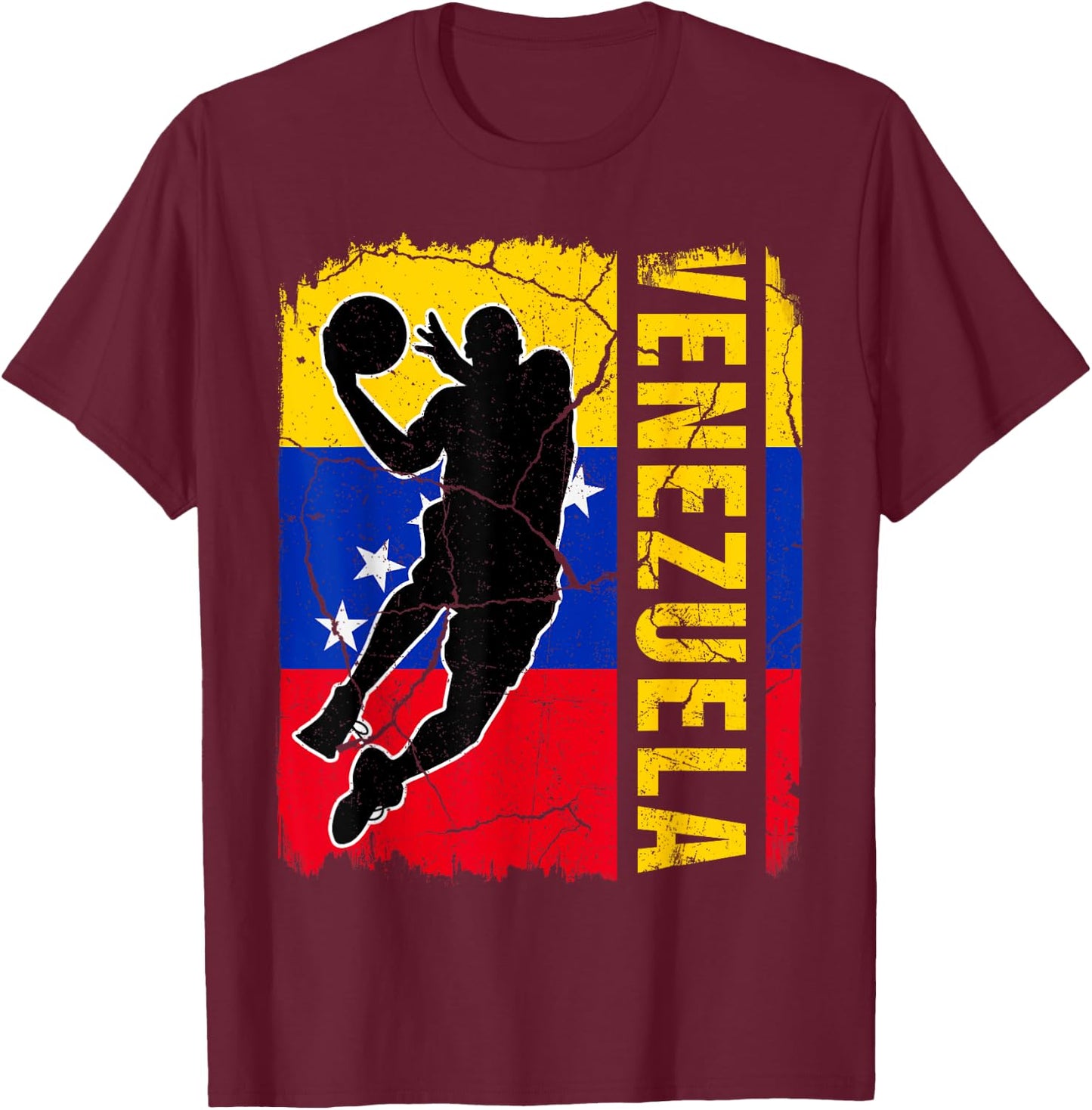 Venezuelan Basketball Player Venezuela Flag Basketball Fans T-Shirt - T-Shirt | Maroon