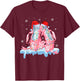 Pink Ballet Shoes Christmas Lights Ballerina Pajamas Ugly T-Shirt - T-Shirt | Maroon