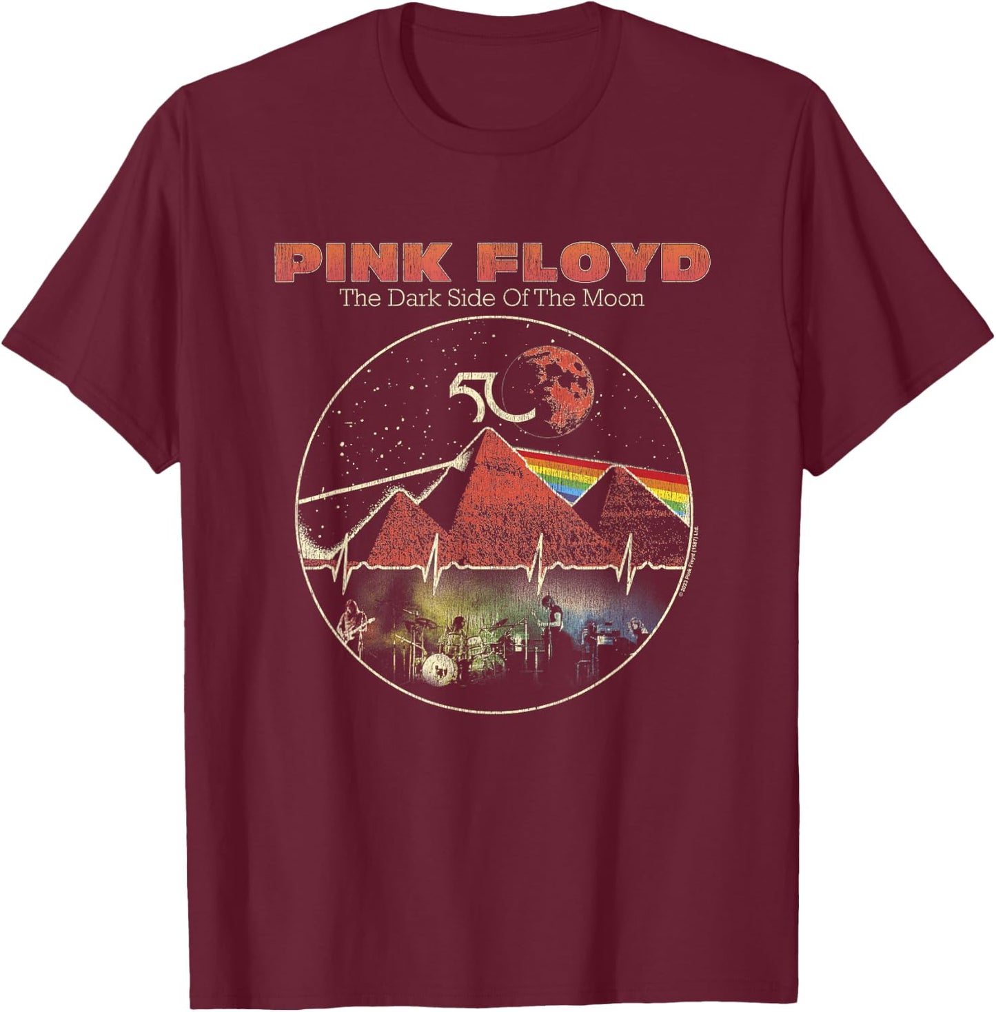 Pink Floyd Vintage Pyramids T-Shirt - T-Shirt | Maroon