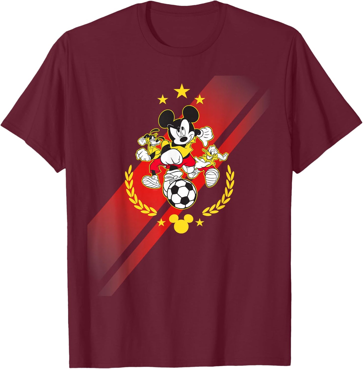 Disney Mickey Mouse Donald and Goofy Soccer Run Sports T-Shirt - T-Shirt | Maroon