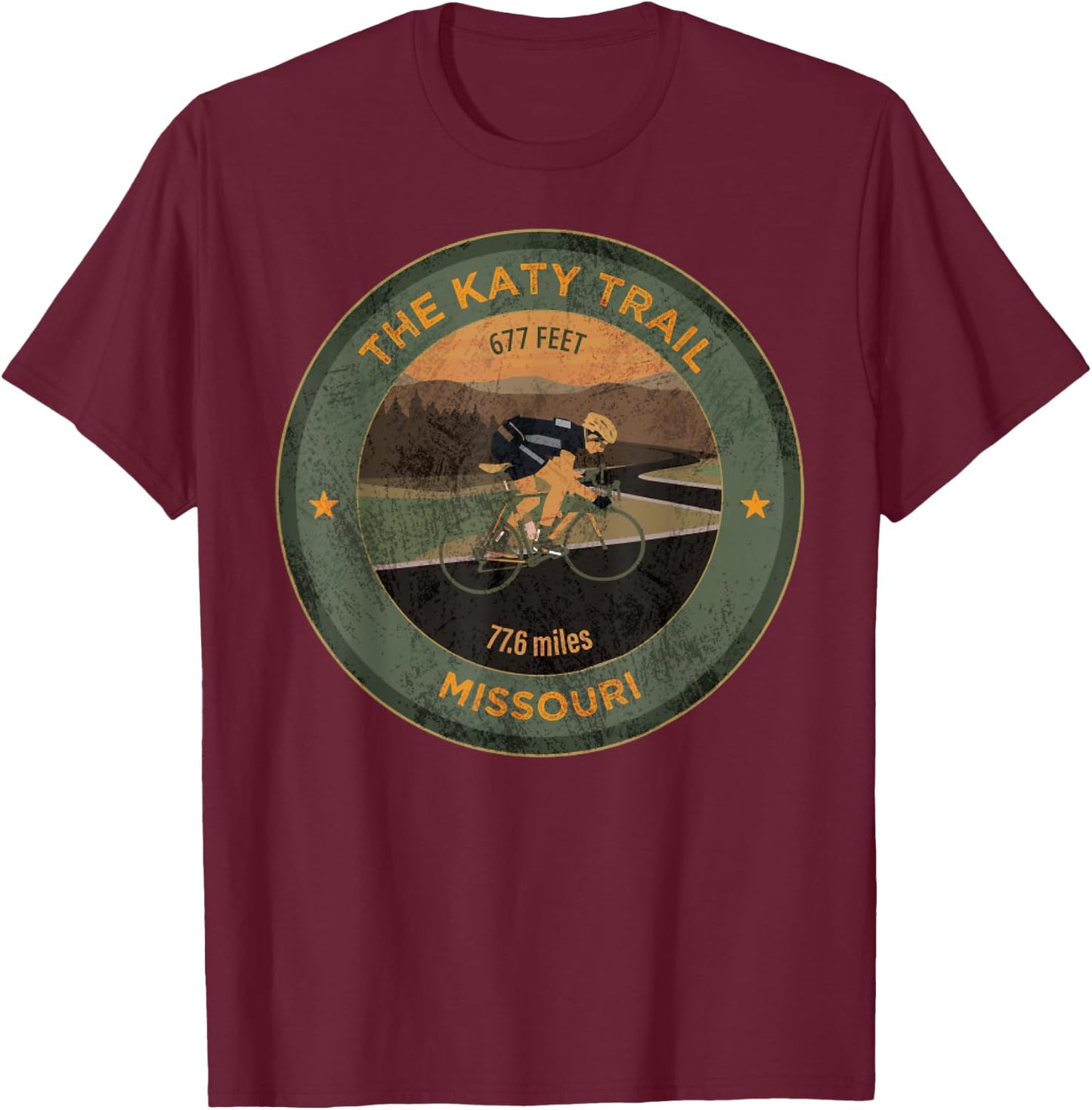 Vintage The Katy Trail State Park USA Missouri Retro Cycling T-Shirt - T-Shirt | Maroon
