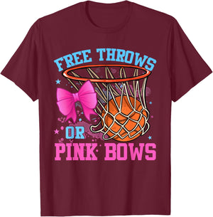 Free Throws or Pink Bows Pregnancy Pink or Blue T-Shirt - T-Shirt | Maroon