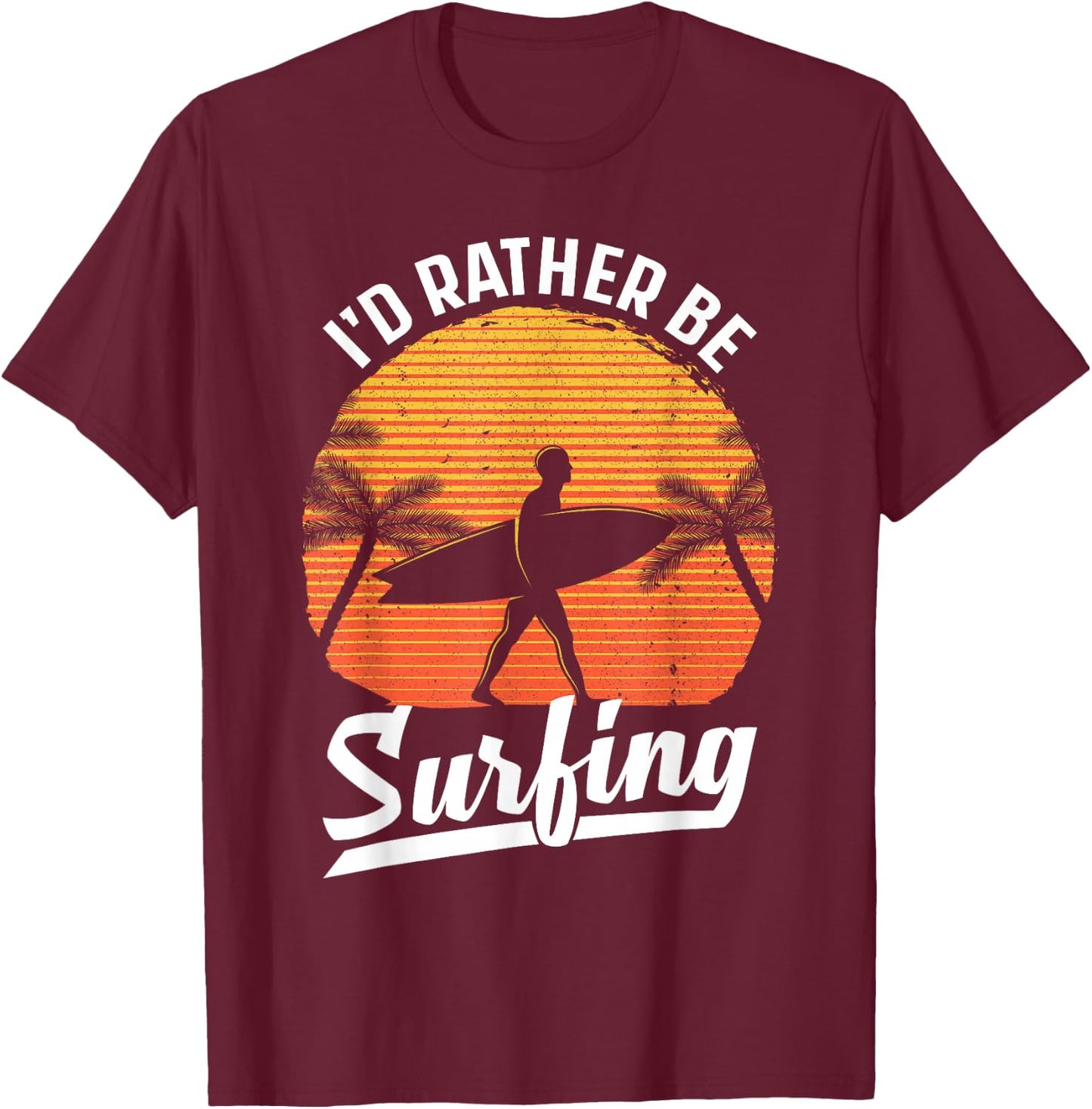 Cool Surf Art Women Surfing Retro Surfer Sunset T-Shirt - T-Shirt | Maroon