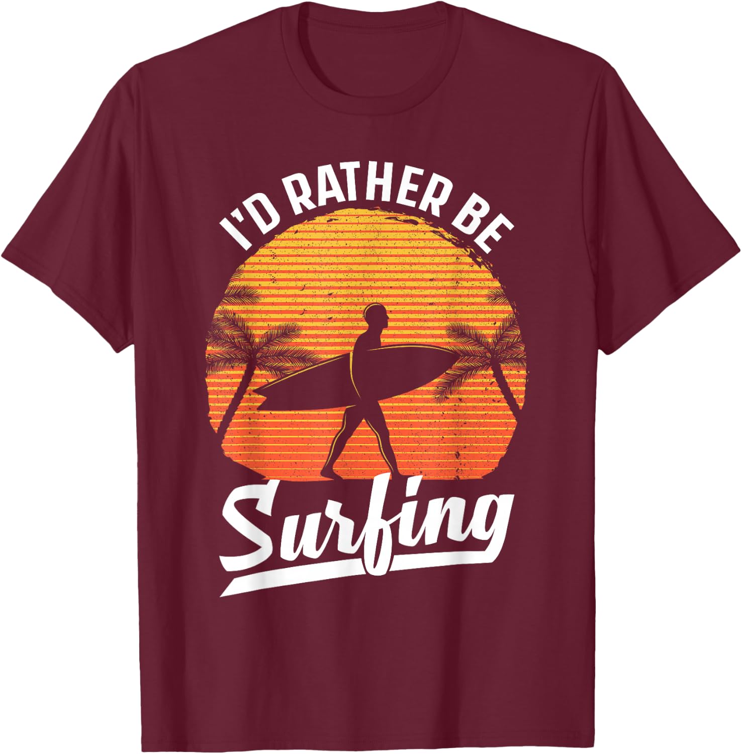 Cool Surf Art Women Surfing Retro Surfer Sunset T-Shirt - T-Shirt | Maroon