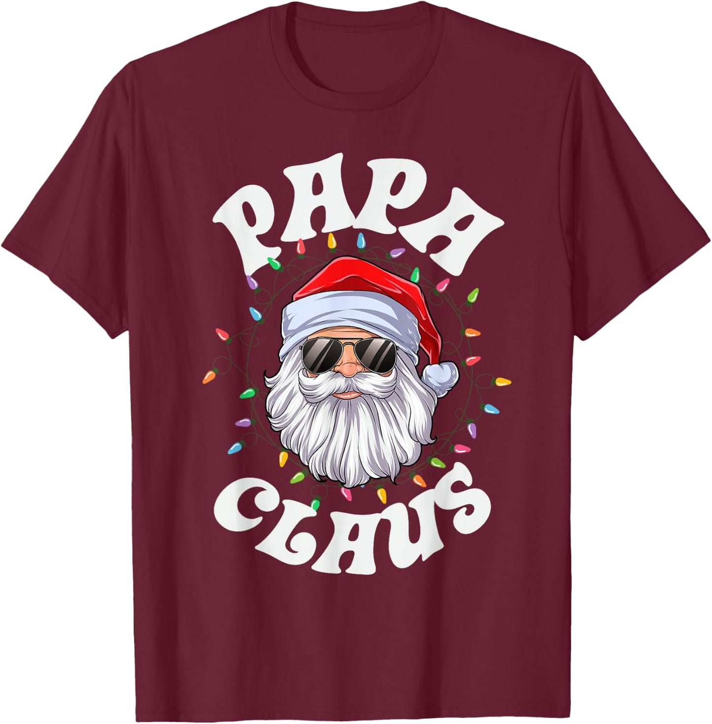 Papa Claus Santa Christmas Dad Family Matching Pajamas Xmas T-Shirt - T-Shirt | Maroon