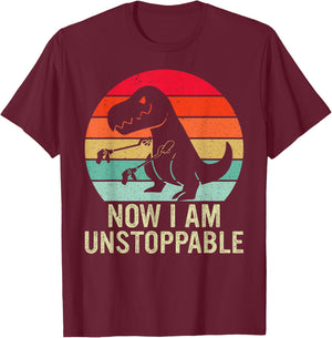 Retro Now I Am Unstoppable Funny T-Rex Vintage T-Shirt - T-Shirt | Maroon
