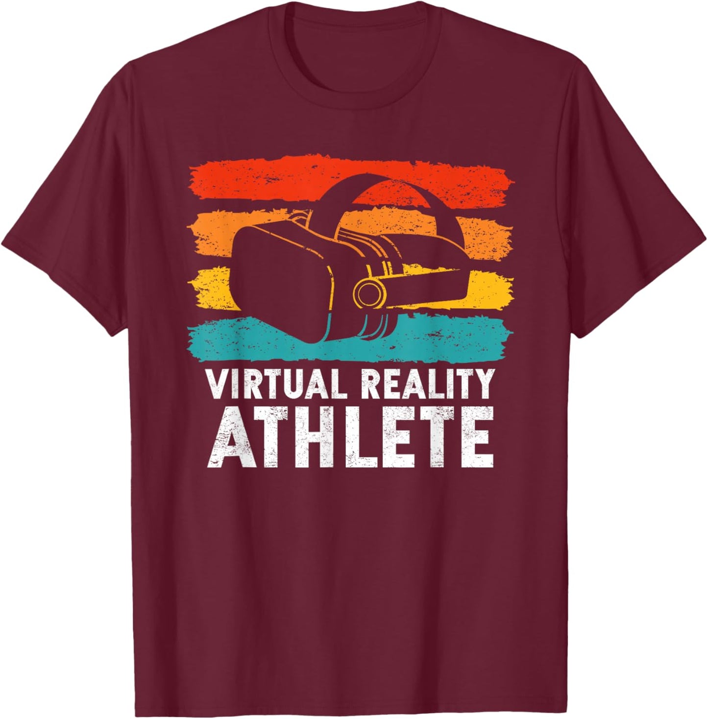 Virtual Reality Gifts For VR Gamers VR Vintage Virtual Reality Athlete T-Shirt - T-Shirt | Maroon