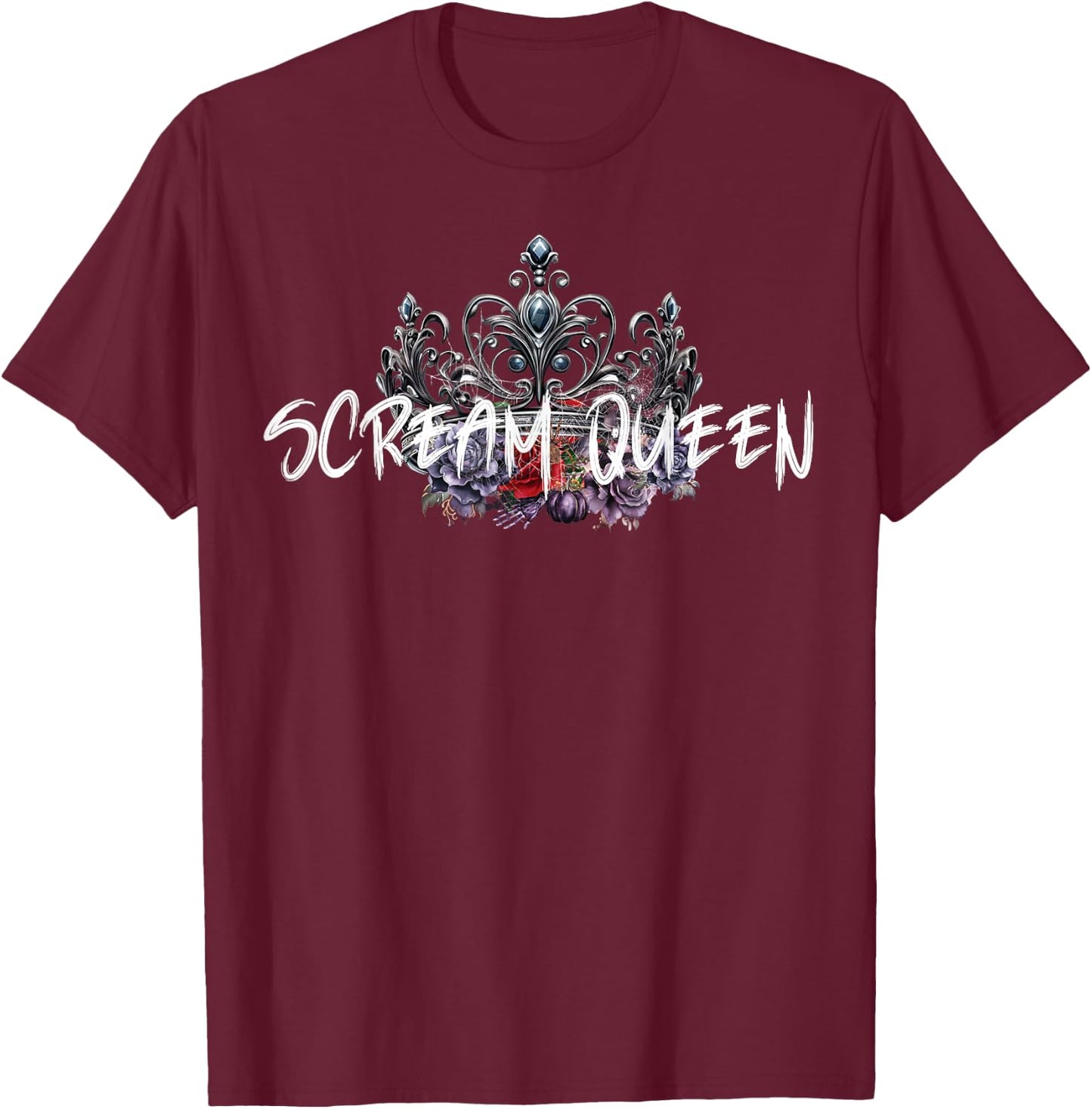 Scream Queen Halloween Spooky Scary Gothic Crown Horror film T-Shirt - T-Shirt | Maroon