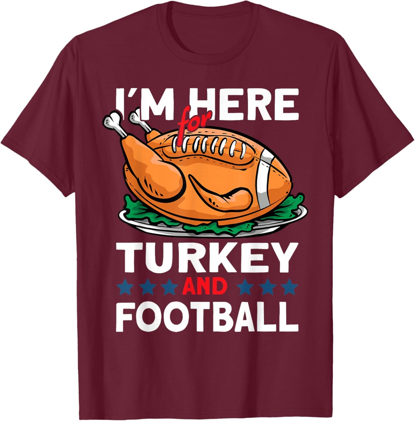 Thanksgiving Turkey and Football T-Shirt - T-Shirt | Maroon