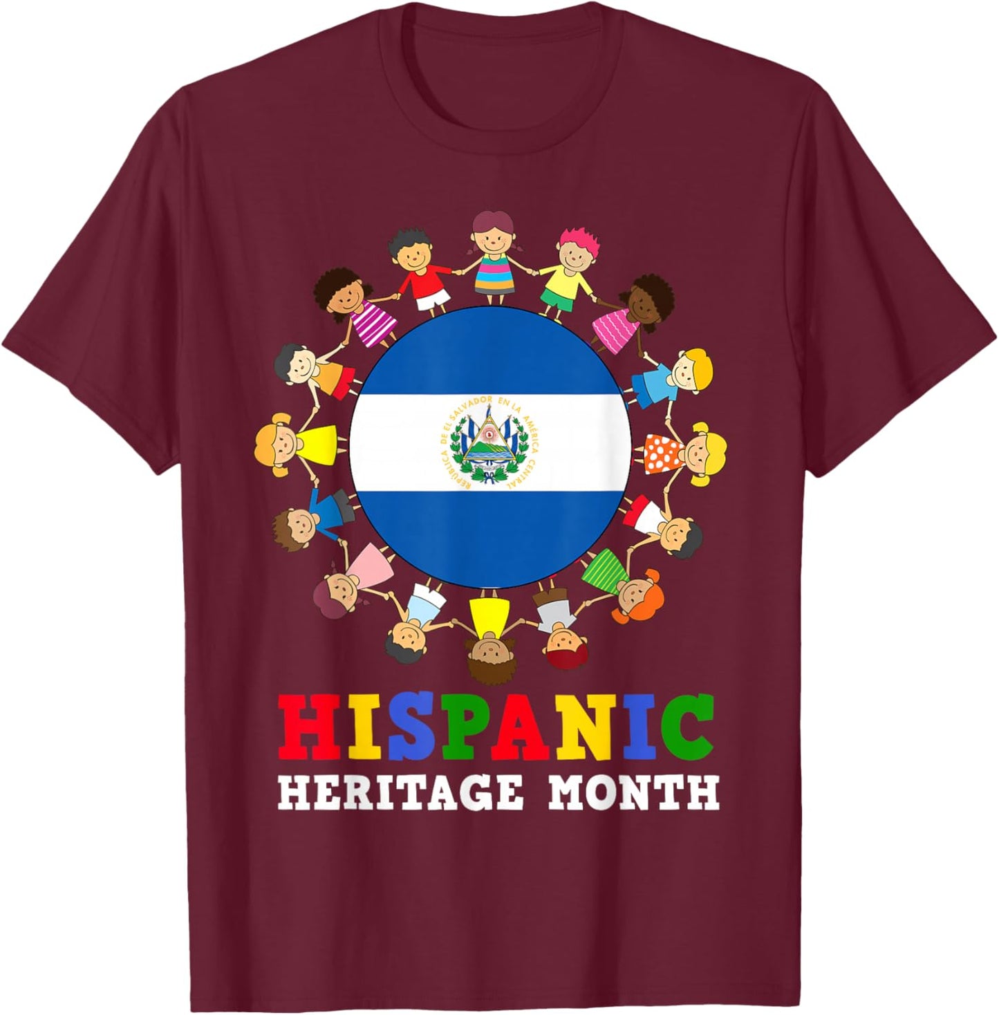 Salvadoran Flag Hispanic Heritage El Salvador Boy Girl Kids T-Shirt - T-Shirt | Maroon