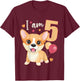 5 Years old 5 birthday outfit Boy girl Corgi Dog T-Shirt - T-Shirt | Maroon