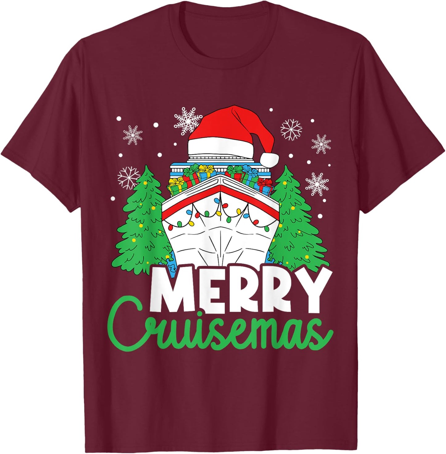 Merry Cruisemas Funny Christmas Family Cruise Ship Vacation T-Shirt - T-Shirt | Maroon
