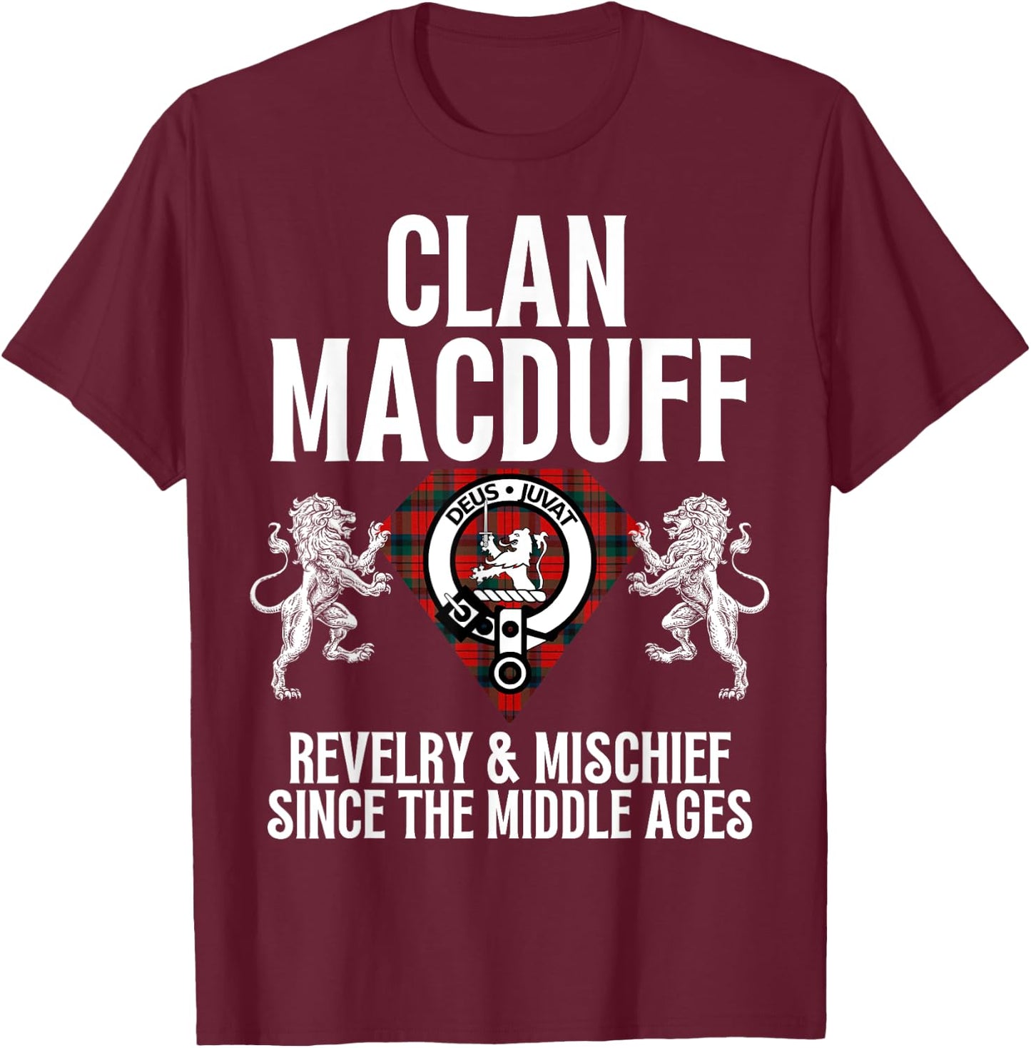 MacDuff Clan Scottish Name Coat Of Arms Tartan Family Party T-Shirt - T-Shirt | Maroon