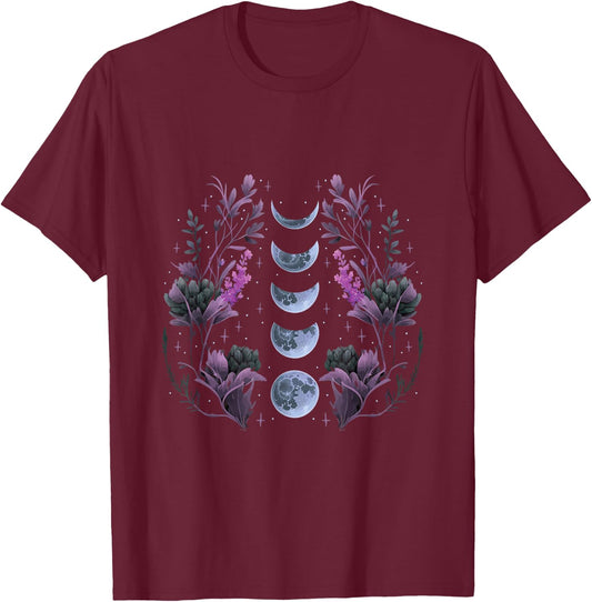 Cosmos Night Stargazers Vintage Celestial Lunar Moon Cycle T-Shirt - T-Shirt | Maroon