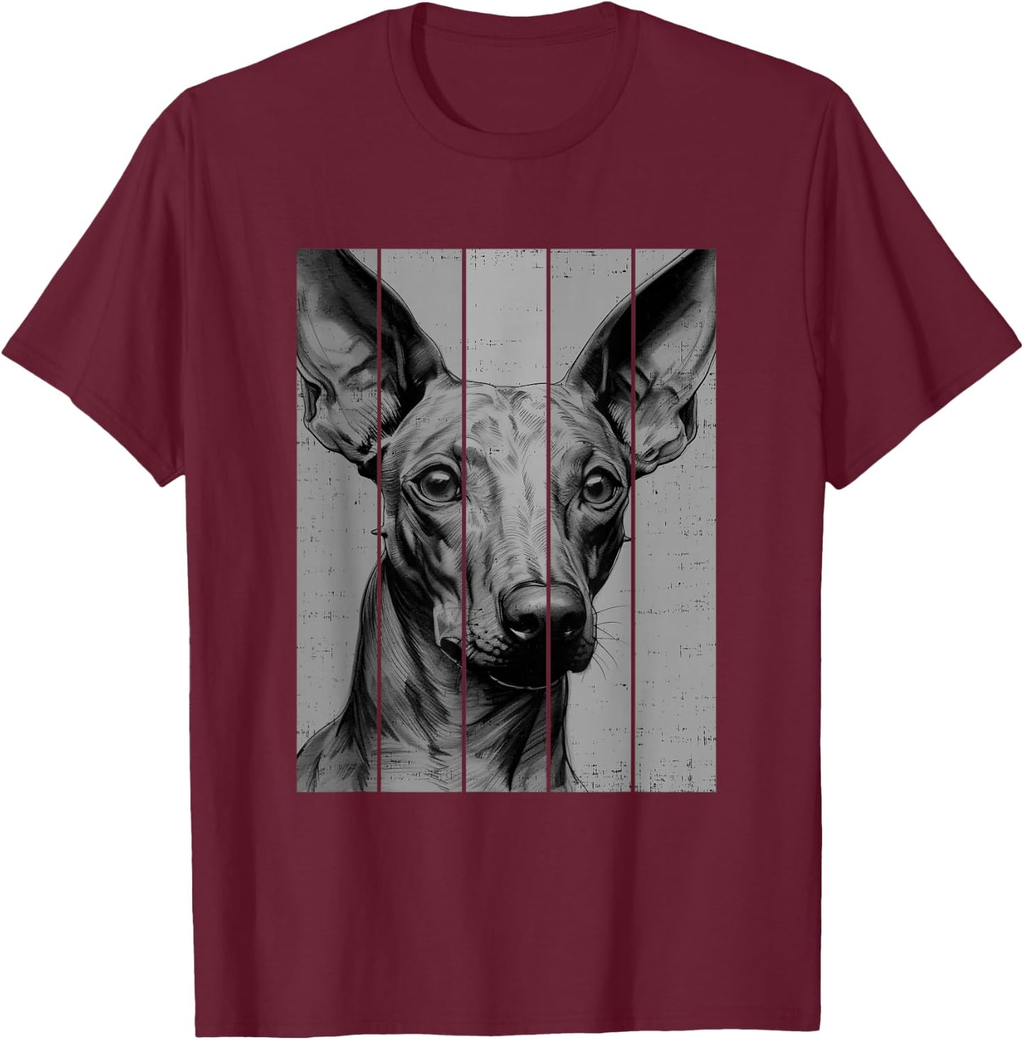 Cool Xoloitzcuintli Xolo Portrait Black And White Style T-Shirt - T-Shirt | Maroon