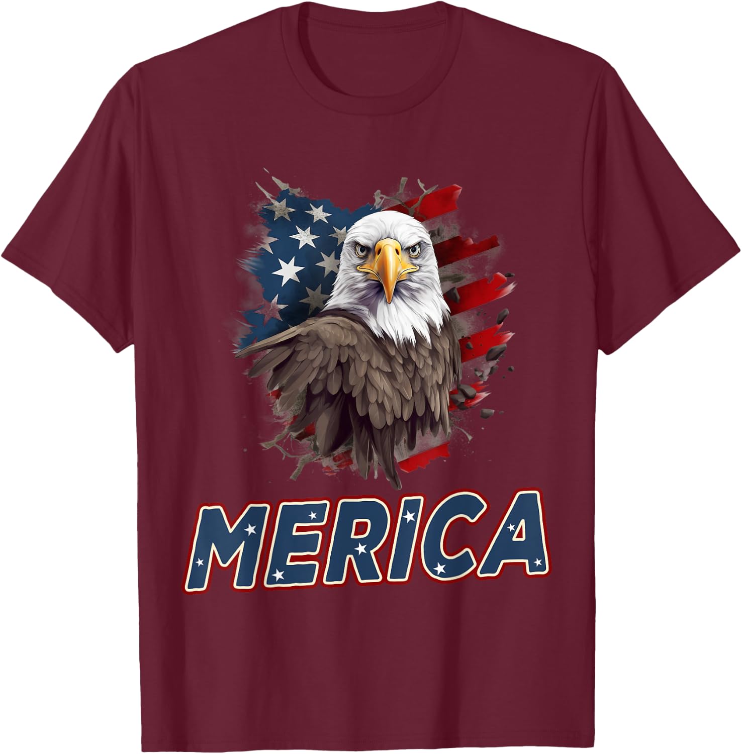 USA American Flag Patriotic Eagle 4th of July Women Men T-Shirt - T-Shirt | Maroon