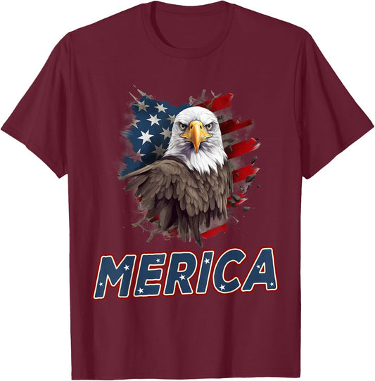 USA American Flag Patriotic Eagle 4th of July Women Men T-Shirt - T-Shirt | Maroon