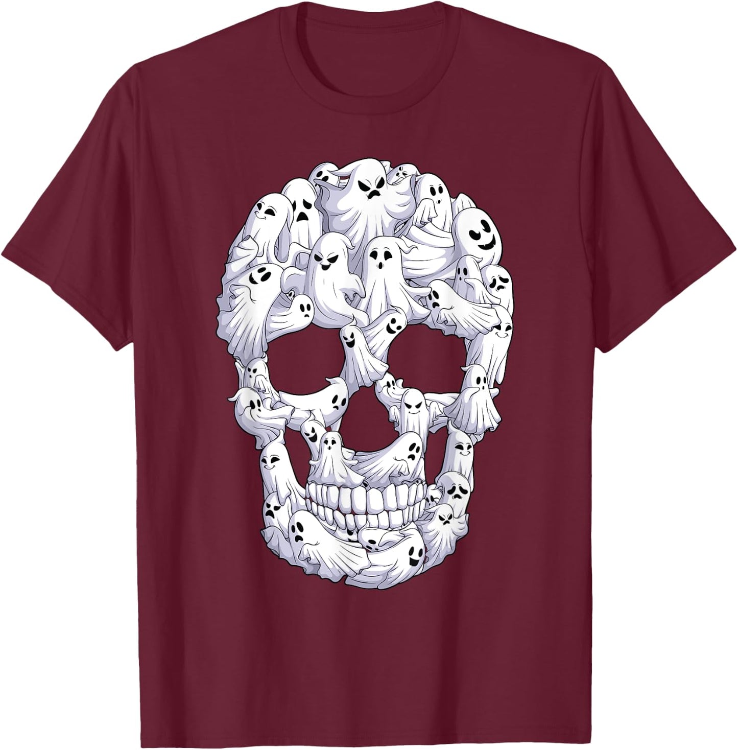 Skull Boo Ghost Funny boo ghosts Halloween costume men women T-Shirt - T-Shirt | Maroon