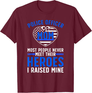 Police Officer Mom Art For Mother Women Cop Police Officer T-Shirt - T-Shirt | Maroon