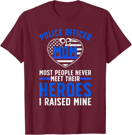 Police Officer Mom Art For Mother Women Cop Police Officer T-Shirt - T-Shirt | Maroon