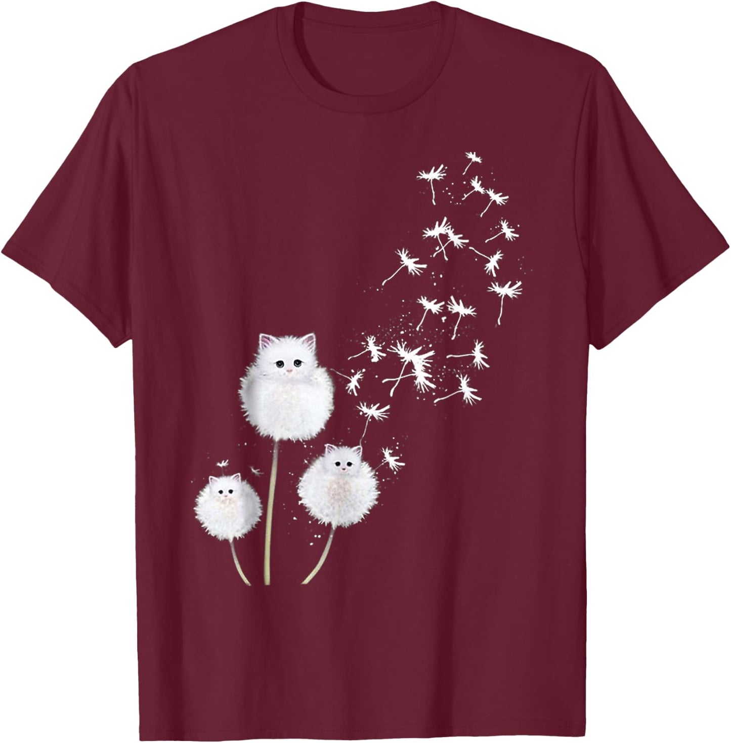 Cat Dandelion Flower SKT T-Shirt - T-Shirt | Maroon