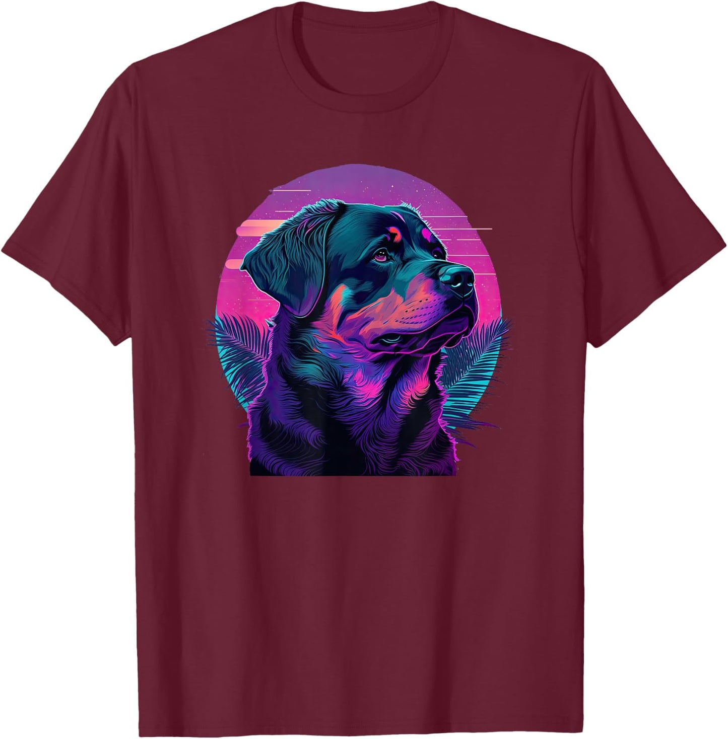 Funny Rottweiler Cute Rottweiler Vaporwave T-Shirt - T-Shirt | Maroon