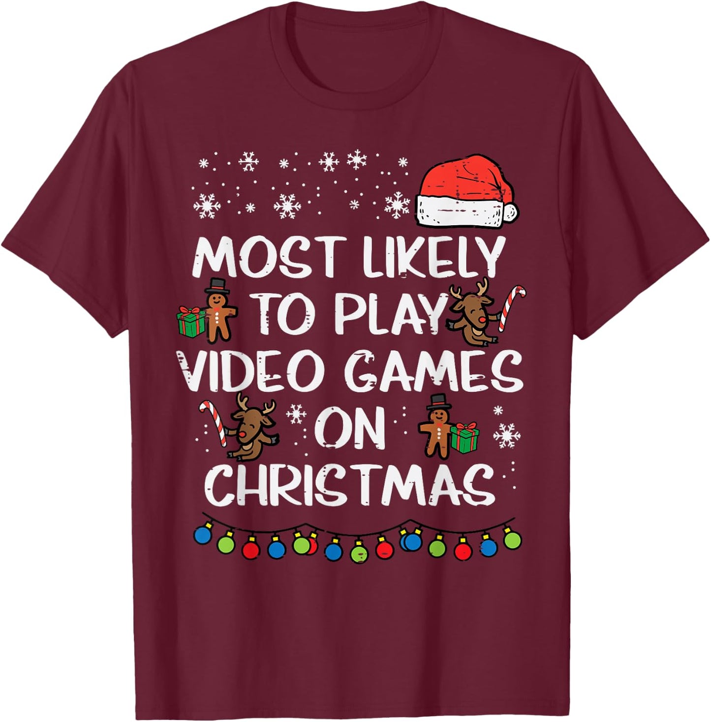 Likely Play Video Games Christmas Xmas Family Boys Kids Men T-Shirt - T-Shirt | Maroon