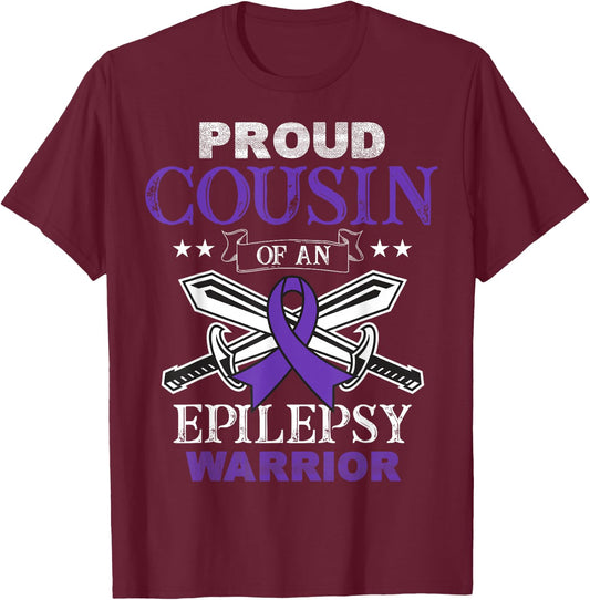 Proud Cousin Of An Epilepsy Warrior Family Matching Party T-Shirt - T-Shirt | Maroon
