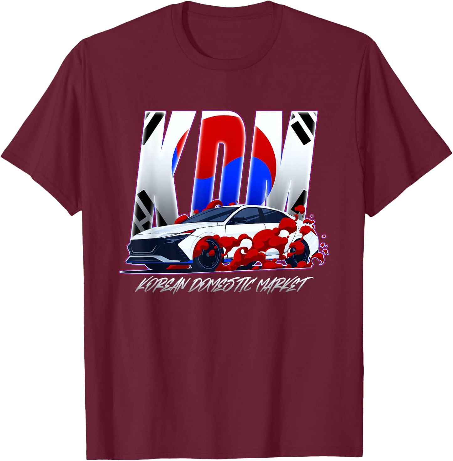 Korean Domestic Market KDM Car Turbo Tuner Enthusiasts T-Shirt - T-Shirt | Maroon