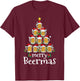 Funny Christmas Shirt Women Men Merry Beermas Beer Mug Tree T-Shirt - T-Shirt | Maroon