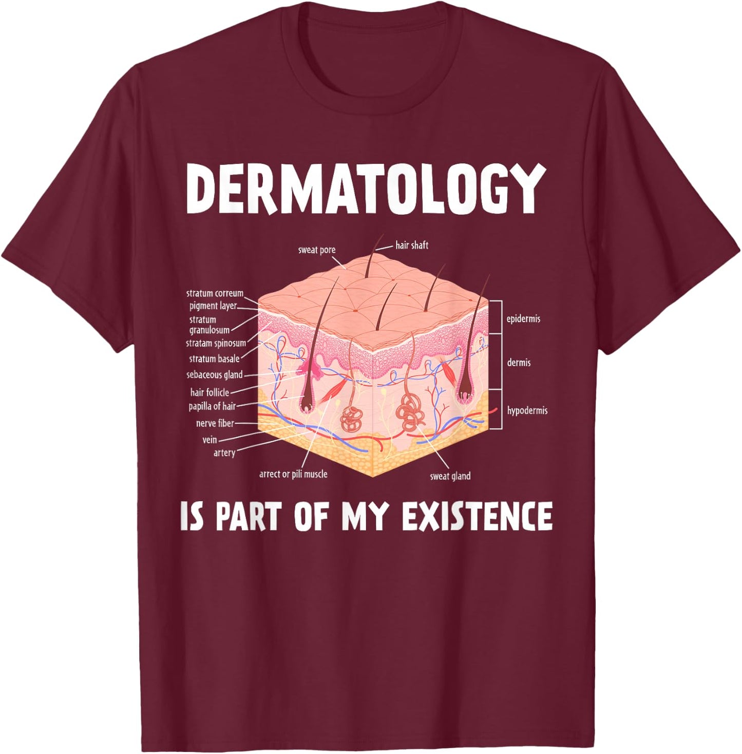 Dermatology Is Part Of My Existence Skin Anatomy T-Shirt - T-Shirt | Maroon