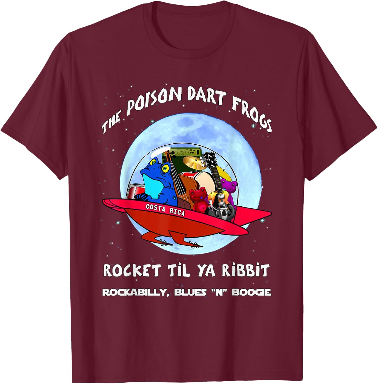 Poison Dart Frogs Retro Rockabilly Greaser Pompadour Rock T-Shirt - T-Shirt | Maroon
